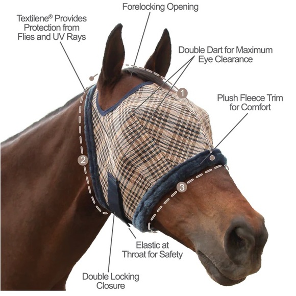 Fly Mask with Fleece Trim XL BNWT color black deluxe - Picture 2 of 9